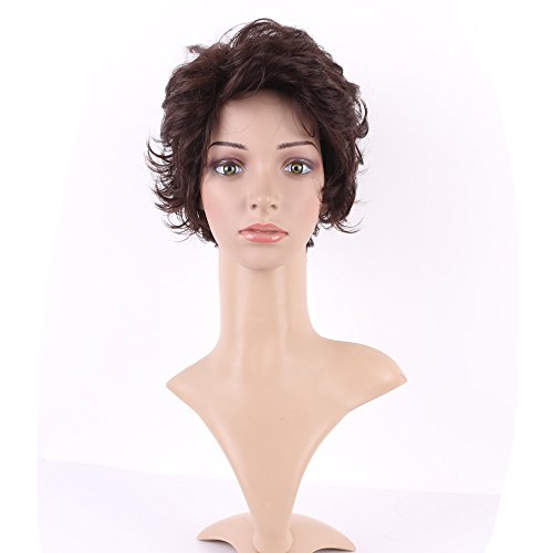 S-noilite Short Fluffy Curly Hair Wig Women Natural Brown Cosplay Daily Party Costume Full Wigs