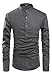 NITAGUT Men Henley Neck Long Sleeve Daily Look Linen Shirts (US S/Chest 34-37, Dark Grey)