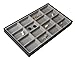 JackCubeDesign 16 Compartments Stackable Synthetic Leather Jewelry Tray Earring Necklace Bracelet Ring Organizer Display Storage Box(Set of 1, Black, 16 x 9.6 x 1.6 inches)- :MK212-1D