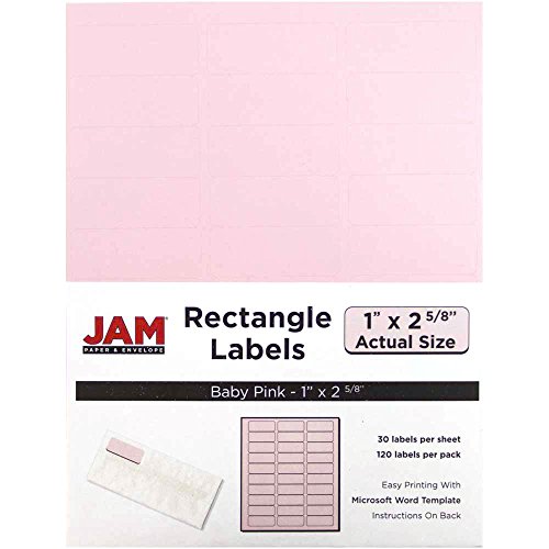 JAM Paper Mailing Address Labels - Small - 1" x 2 5/8" - Baby Pink - 30 Labels per Page/120 Labels Total