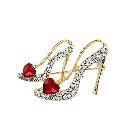 Sperrins Fashion Style High-Heel Shoe Rhinestone Brooch Pin Gold Color - Thumbnail 4