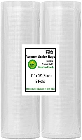 SISTER LUM 11" Roll Vacuum Sealer Bags Food Vacuum Bags Roll 2 Pack Vacuum Food Storage Bags