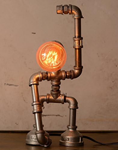 Kingkong Designer Industrial Edison Vintage Style Saber Rustic Water Pipe Table Lamp Bedside