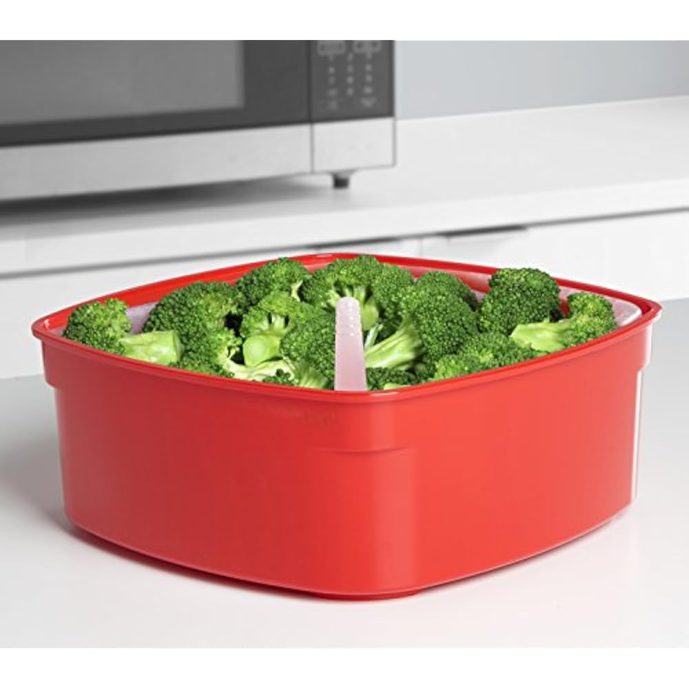 Microwave Collection Steamer, Large, 13.6 Cup, Red BPA Free Cook And