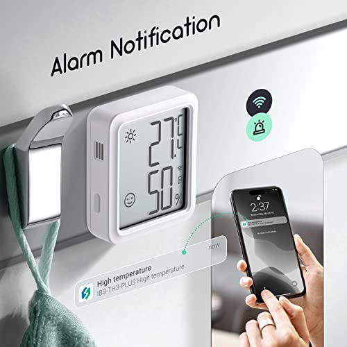 Inkbird WiFi Thermometer Hygrometer, IBS-TH3-PLUS WiFi Indoor Temperature Sensor with LCD Display, App Supports, Alert and Data Storage, Thermometer and Digital Hygrometer for Cellar, Greenhouse
