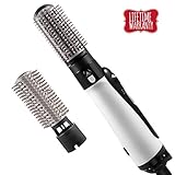 JUHALL 1300W Hair Dryer & Volumizer, 2-in-1 Hot Air Brush Styler and Dryer With 360° Rotatable Cord Auto Shutoff for Hair Styling & Frizz Control White