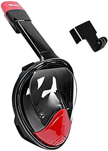 WitMoving Panoramic Snorkel Mask, 180° Easy Breathing Full Face Mask Design Surface Snorkeling Swimming with Anti-fog and Anti-leak Technology for Adult S/M Black