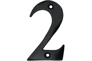 A10SHOP Doris 3-Inch Solid Brass Outdoor Decor Mailbox Numbers House Numbers For Outside House Numbers Address Sign For Door (Number 2, Satin Black)