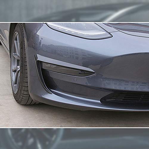 CoolKo Fog Light Eyebrow Cover Trim Frame Exterior Decoration Compatible with Model 3 - Carbon Fiber Pattern [ 1 Pair - Black ] - Thumbnail 2