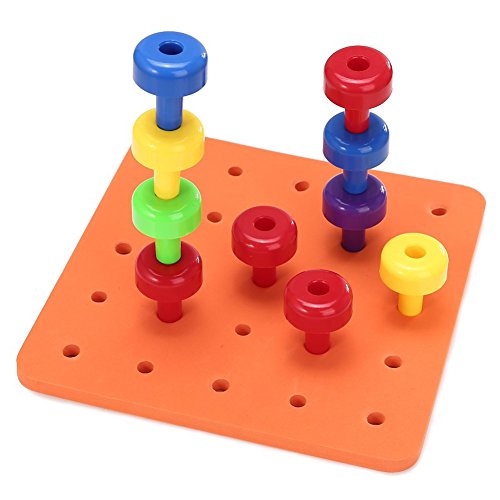 Lujex 30Pcs Peg Board Set Activity Pegboard Motor Skills Toy for