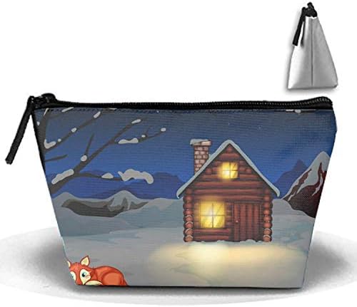 Cosmetic Bags Brush Pouch A Wolf Lying Under The Tree Portable Makeup Bag Zipper Trapezoidal Strorege Bag