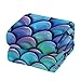 Flannel Fleece Bed Blanket 40 x 50 inch Geometric Throw Blanket Lightweight Cozy Plush Blanket for Bedroom Living Rooms Sofa Couch - Fish Scale Mermaid