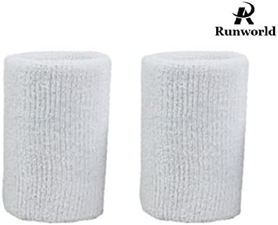 4 Inch Sweatband/Cotton Sports Basketball Football Tennis Absorbent Wristband - Terry Cloth Athletic Wrist Sweat Band Fits to Men Women (Pair) …