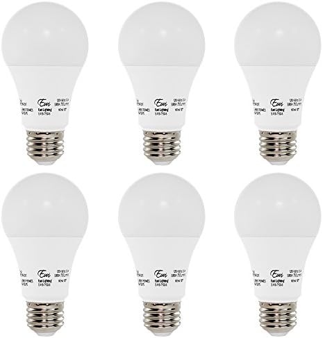 Euri Lighting EA19-7150-6 LED A19 Bulb, Econ Line, Cool White 5000K, Non-Dim, 9.5W (60W Equivalent), 750 lm, 150 Degree Beam Angle, Medium Base (E26), UL-Listed (Pack of 6)