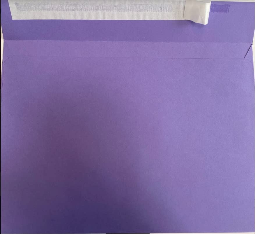 C5 Coloured Envelopes for A5 Greeting Cards Peel and Seal Wallet Envelopes Wedding Invitation Crafts Office 162x229mm- Pack of 10 envelopes (Purple P&S) — image 1
