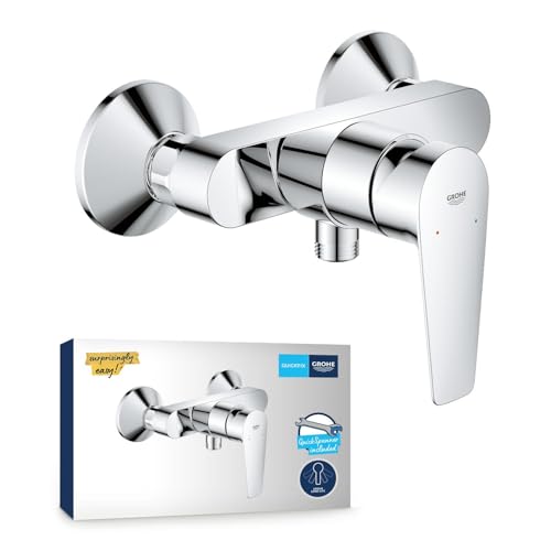 QUICKFIX Start Edge, Miscelatore monocomando per doccia, cartuccia a dischi ceramici GROHE Long-Life da 35 mm, Cromo, 24197001