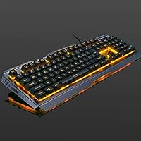 HBBOOI Gaming Keyboard Mouse Sets Wired Orange LED Backlit Multimedia USB Ergonomic Gamer Keyboard Metal Waterproof 3200DPI Adjust 7 Colors Breathe Light Optical Gamer Mouse Sets (Color : C)
