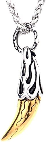 Wolf Tooth Necklace by LANCHELA Stainless Steel Dragon Pendant Necklace for Men Adjustable Chain