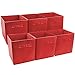 Sorbus Foldable Storage Cubes - 6 Fabric Baskets for Organizing Pantry, Shelf, Toy Box, Cubby, Closet Organizer - 11 Inch Collapsible Closet Organizers and Storage Bins - Red Storage Cubes with Handle
