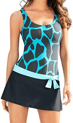 Jinjiums Women Swimdress Leopard Print Bow Tankini Sets Swimwear Bottom Swimsuit Summer Push-Up Skirtini Bathing Suit
