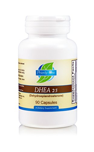 Priority One Vitamins DHEA 25mg 90 Capsules Dehydroepiandrosterone Micronized to Support Immunity, Brain, Bones, Metabolism and Lean Body Mass*