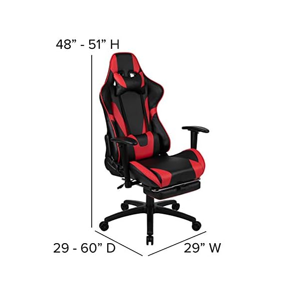 Silla Escritorio Computadora apoya piés y cabeza Eco Cuero Rojo - Imagen 7