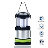LED Rechargeable Multifunction Camping Lantern, Bluetooth Speaker Tent Light, 3 Light Modes, Adjustable, Portable, USB Cable + Built-in Microphone, Perfect for Camping/Dating/Garden Party/Emergency