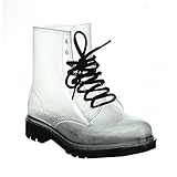 Easos Geal Stu01 Womens Fashionable Lace-Up Jelly Ankle High Martin Rain Boots