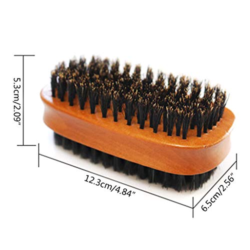 Double Sided Wild Boar Bristle Pig Hair Shoe Brush Solid Wood PU Leather Polishing Cleaning Shoes Care Tool - Thumbnail 3