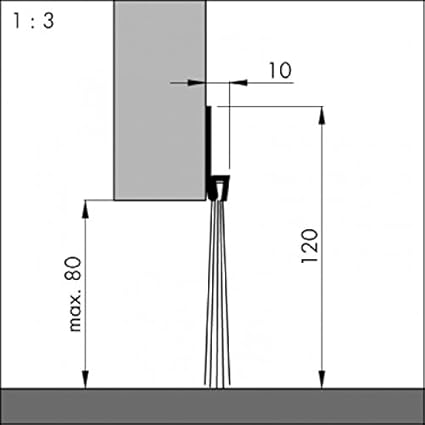 DIWARO® Türbodendichtung, Türdichtung, Bodendichtung, Tordichtung, Garagentordichtung, Bürstendichtung | Länge 2m | Stahlblec