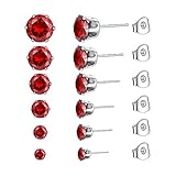 Ear Stud JETO Stainless Steel Ear Stud Piercing Studs Earrings For Women/Men Ear studs Round Cubic Zirconia Inlaid