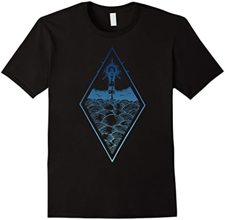 Mens Sea / Storm / Lighthouse / Diamond / Geometric T-Shirt XL Black