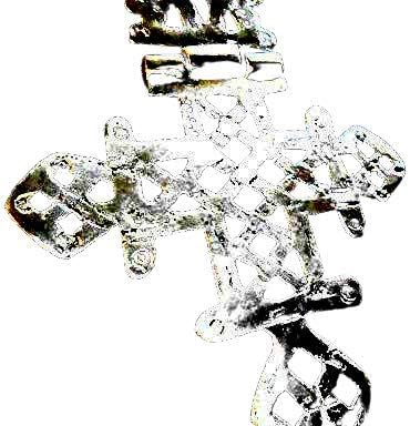 Key West Gypsy Exact Replica Ancient Coptic Tribal Silver Cross 86 mm x 61 mm Unique HINGED Pendant Necklace, Silver Plated