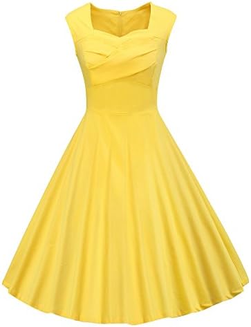 SAVEES Women's 1950s Retro Square Neck Vintage Dress Casual Cocktail Party Swing Dress