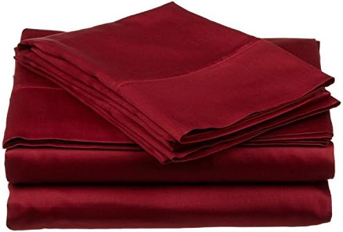 JB Linen 600 Thread Count 100% Pure Egyptian Cotton 4-Piece Sheet Set Queen Sofa (60" x 74") Burgundy Solid Fit Up To 9" Deep Mattress Limited Period Offer.
