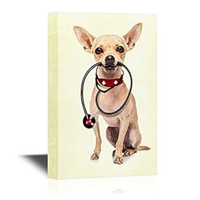 Vet Canvas Wall Art - Dog with Echometer - Gallery Wrap Modern Home Art | Ready to Hang - 12x18 inches