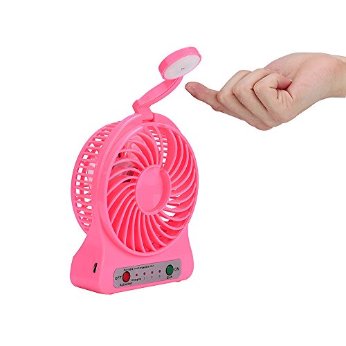 Vibola Portable Rechargeable ABS LED Fan Air Cooler Mini Operated Desk USB 18650 Battery ï¼ˆNot included Batteryï¼‰ (Pink)