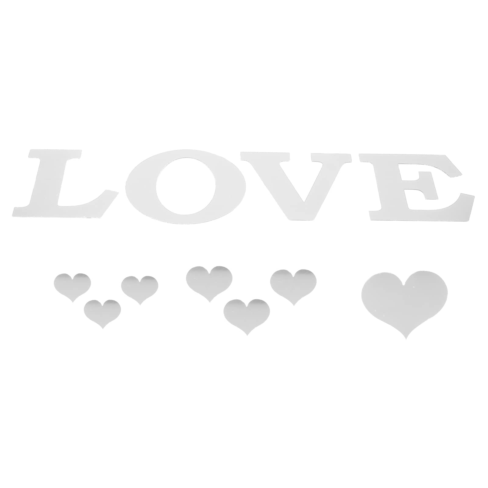 DIY Love Heart Mirror Combination, Mirror Wall Sticker Wall Sticker 3D Mirror Wall Stickers, Small Art Wall Decals for Home Living Room Bedroom Decor (Silver)
