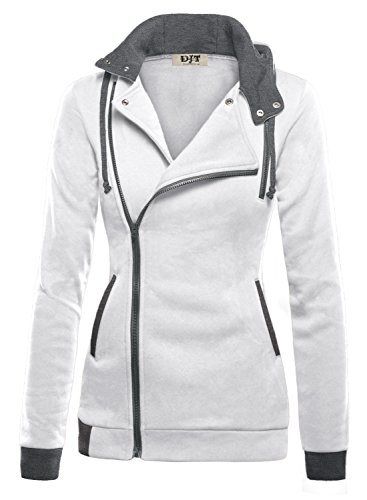 Djt women s oblique zipper slim fit hoodie jacket small…