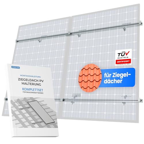 LIVING-TEC Balkonkraftwerk Halterung Ziegeldach Komplettset mit Dachhaken