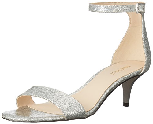 Nine West Women's Leisa Synthetic Dress Sandal, Silver, 7 M US