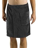 robesale Bamboo Cotton Mens Spa Cover up Wrap, Charcoal, One Size