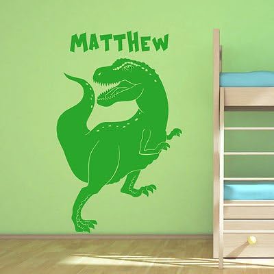 Personalised Tyrannosaurus Rex Dinosaur with Boys Name Wall Sticker - Art Decal