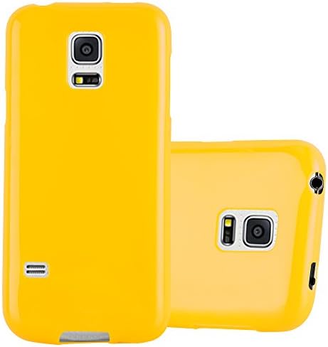 Cadorabo Case Works with Samsung Galaxy S5 Mini / S5 Mini DUOS in Jelly Yellow - Shockproof and Scratch Resistant TPU Silicone Cover - Ultra Slim Protective Gel Shell Bumper Back Skin