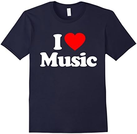 Mens Love Heart Music Funny Top T-Shirt Medium Navy