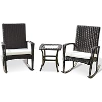 MD Group 3 pcs Patio Rattan Rocking Chairs & Table Set