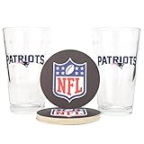 NFL Pint Glass and Coaster Set (2 Pack) - New England Patriots