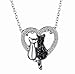 Chengxun Couple Cat in Love Heart Pendant Silver Chain Necklace for Women