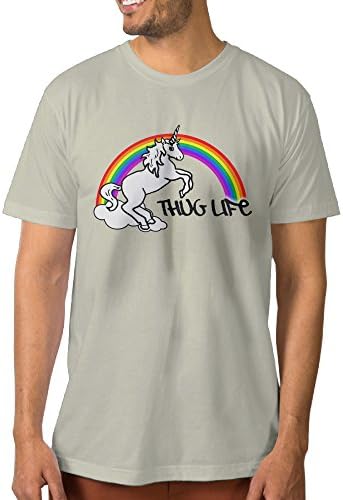 Xinbo Unicorn Thug Life Men's Funny Short Sleeve T Shirt Color Natural Size XXL