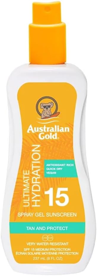 Australian Gold SPF 15 Spray Gel 237ml with Instant Bronzer Sun Protection